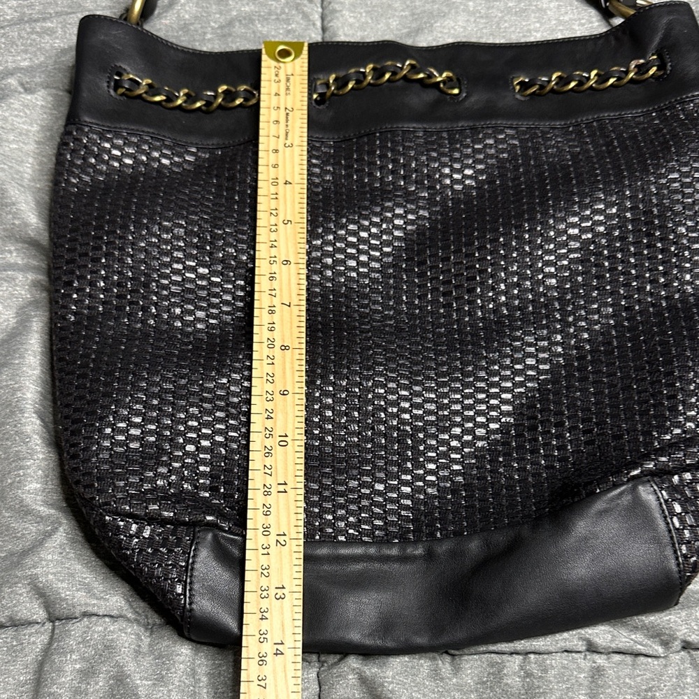 Talbots Black Textured Shoulder Bag with Chain Accent NWOT - Picture 8 of 8